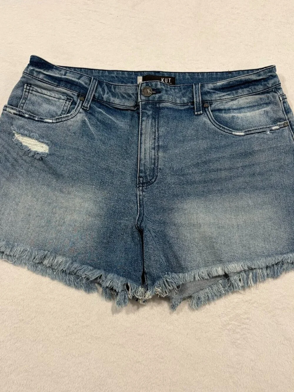 Kut from the Kloth denim cutoff JANE high rise long short, 16